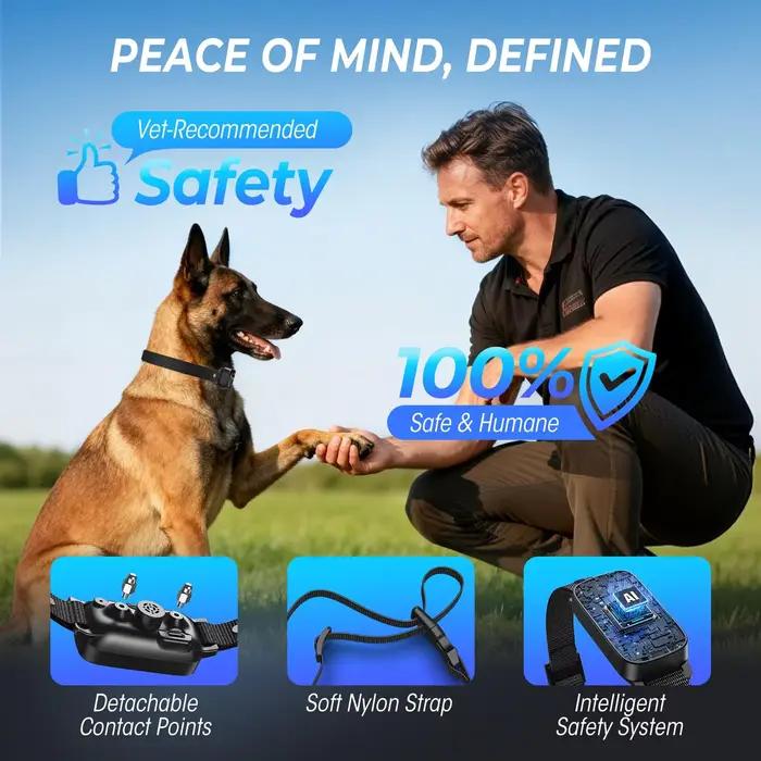 Collier anti-aboiement intelligent AI pour chiens de grande