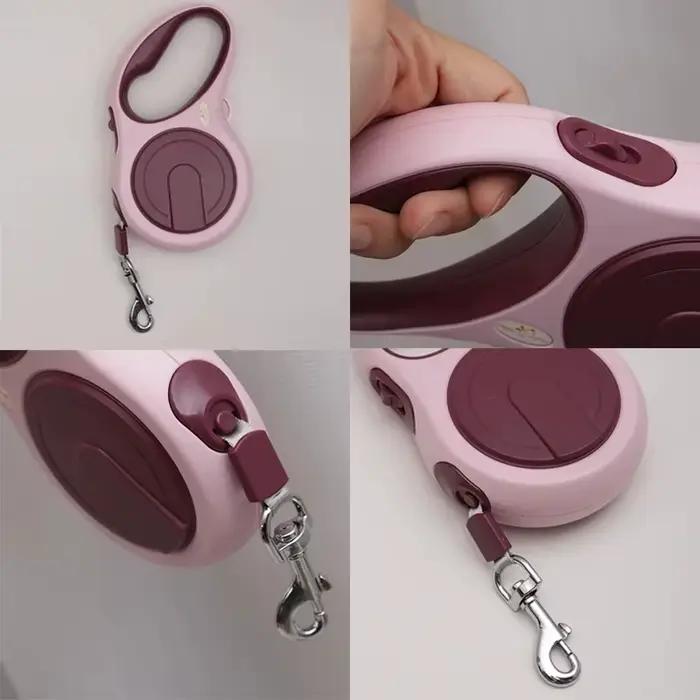 Laisse Rétractable pour Chien 5m Roulette Collier Durable Réglable Accessoires pour Animaux de Compagnie pour Chiens de Petite et Moyenne Taille Promenade Randonnée Entraînement