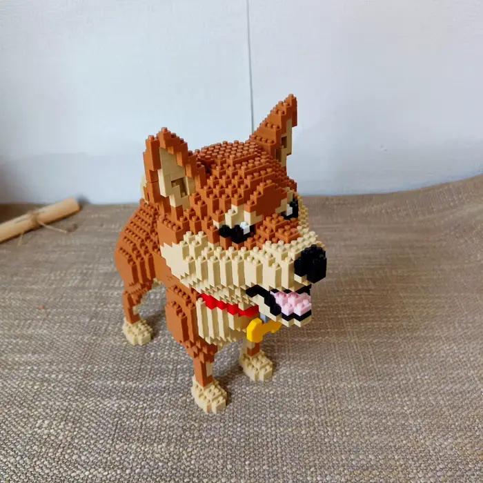 KNEW BUILT Shiba Inu chiens modèle Micro Mini blocs de construction: jouets de loisirs éducatifs pour les cadeaux des amoureux des animaux de compagnie et décor Husky