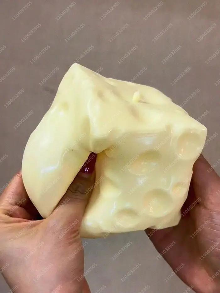 Boule anti-Stress Cube de fromage Jumbo, grand fromage façonnable, balle à presser, jouet Fidget sans rebond, ASMR sensoriel, Anti-Stress, cadeau de noël