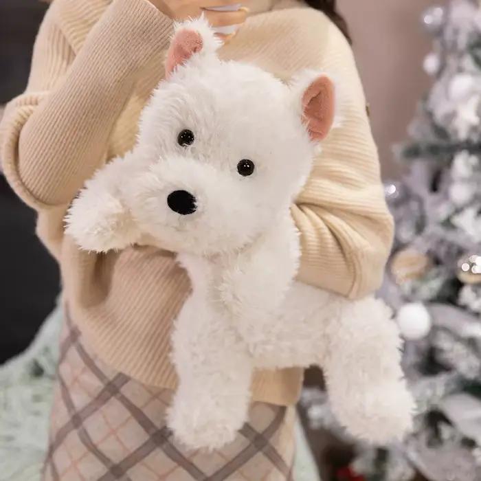 42 cm Kawaii cheveux moelleux West Highland chien blanc Terrier peluche doux chiot en peluche peluche réaliste Animal apaiser poupée oreiller