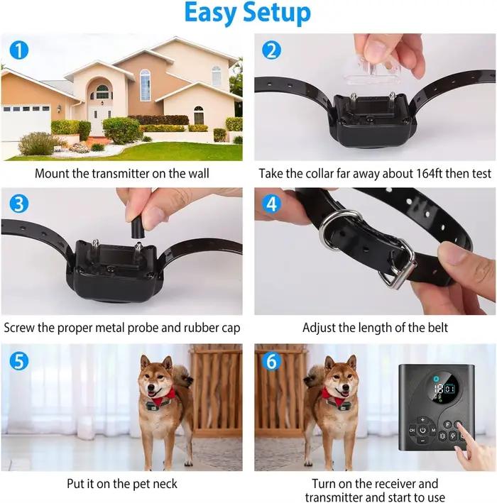 Système de clôture pour chien sans fil 2 en 1 et collier d'entraînement