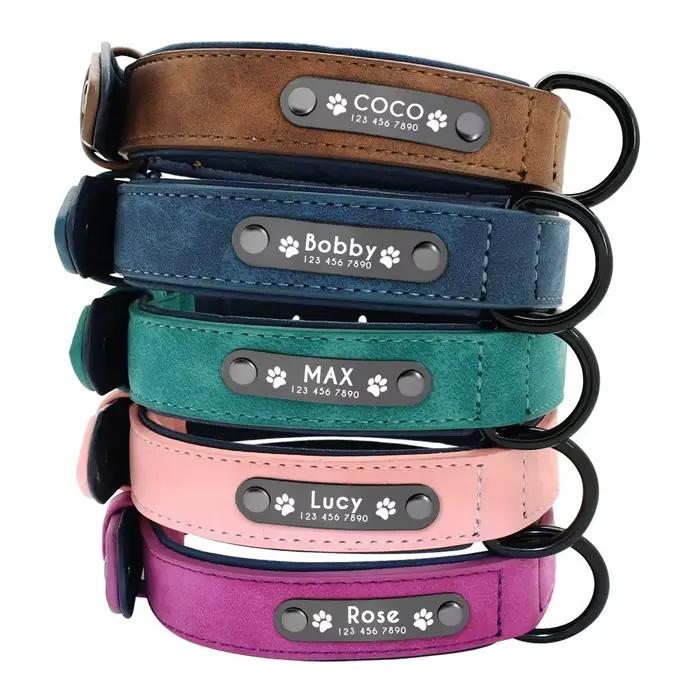 Étiquettes d'identification de nom personnalisées colliers de chien nom de texte personnalisé collier