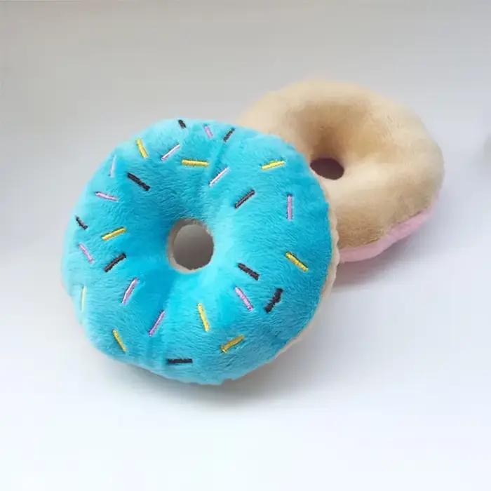 Donuts de chien doux en peluche jouets pour chiens de compagnie jouet à mâcher mignon chiot couineur