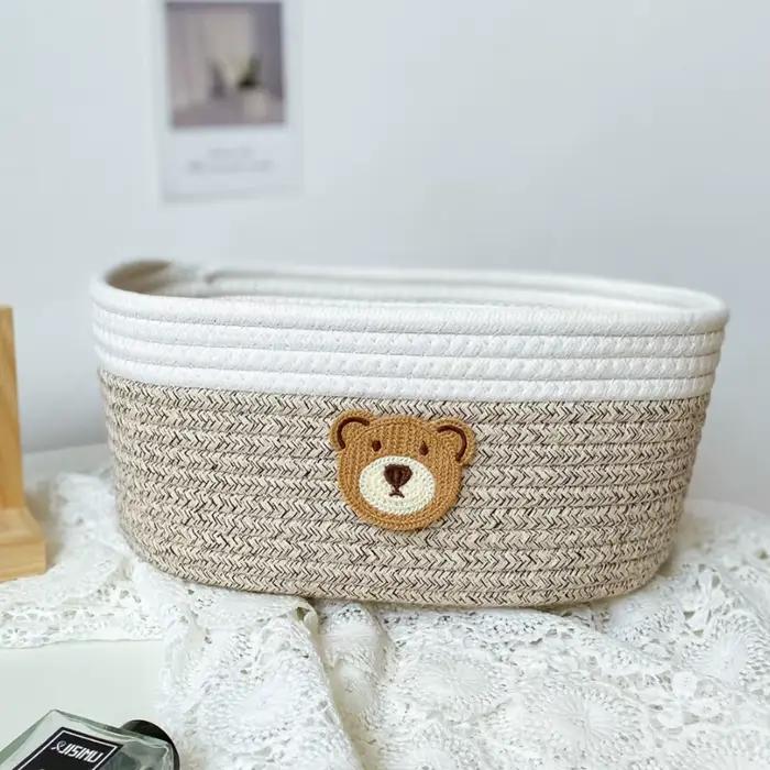 Panier de rangement en tissu motif ours mignon