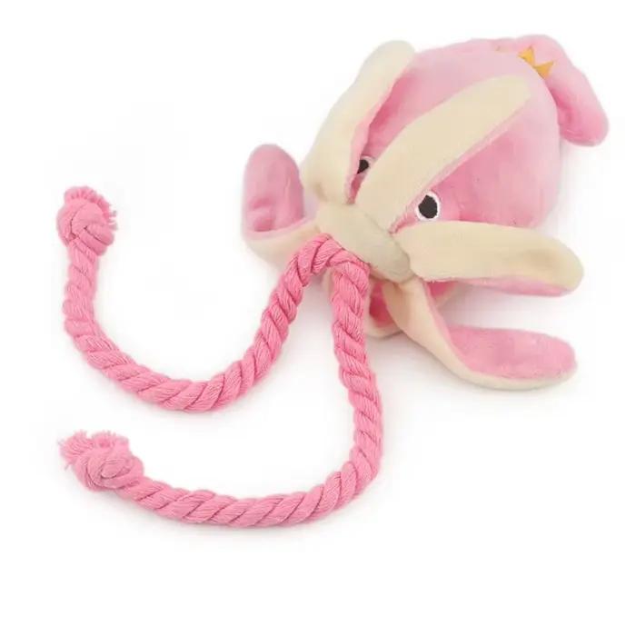 Calmar chiot chien à mâcher pour belle nettoyage des dents roses jouets pour animaux de compagnie poulpe