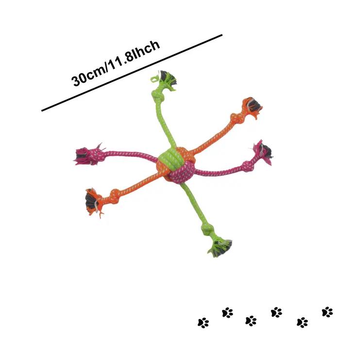 Jouet à nœud interactif Durable et résistant aux morsures pour chiens, corde à croquer avec franges vertes et orange, Design ludique, jouets pour chiens, 1 pièce