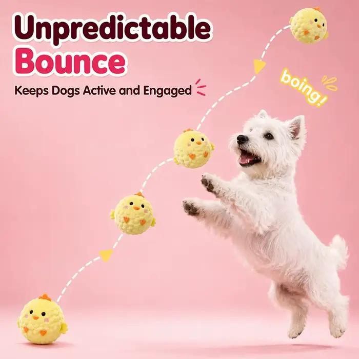 Mini balle rebondissante en peluche pour chien, jouet couineur en peluche et TPR, balle à mâcher interactive pour animaux de compagnie, pour soulager l'ennui, accessoires pour chiens