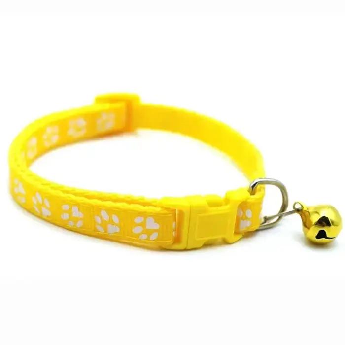 Collier pour animaux de compagnie avec cloche empreinte de dessin animé coloré chien chiot chaton anneau de sécurité