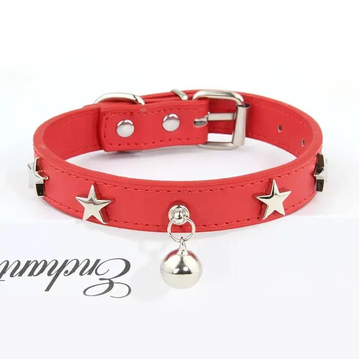 Star RiSALE-Collier en cuir avec clochette pour animal de compagnie