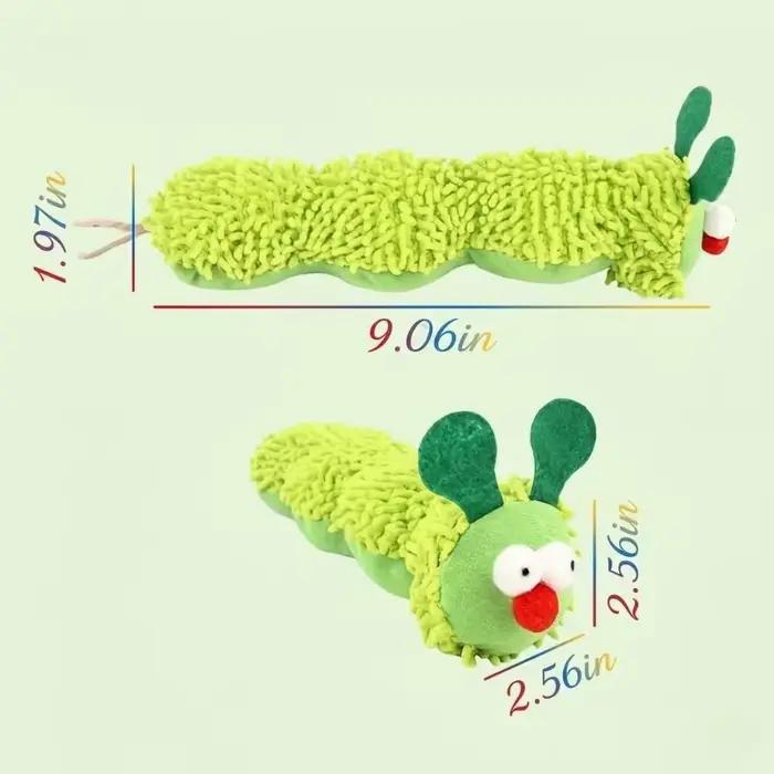 Jouets pour chats en peluche verte en forme de chenille