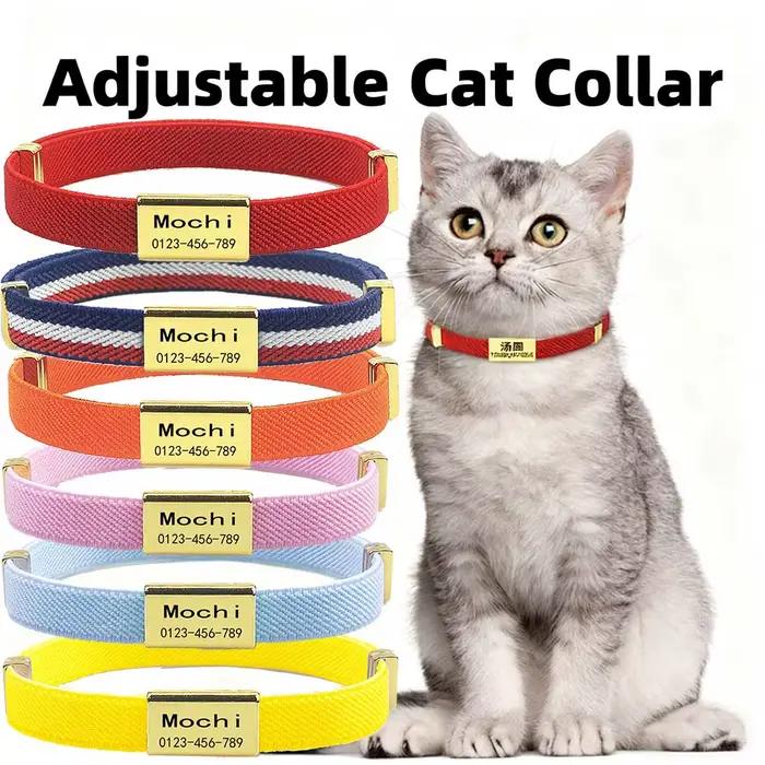 Collier de chat personnalisable à la mode avec étiquette de nom gravée