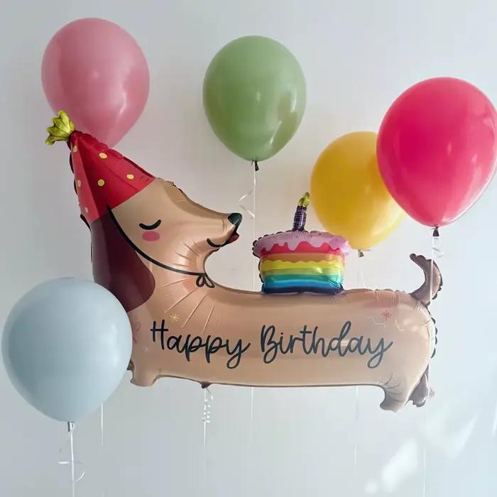 Ballon en aluminium motif chien saucisse de dessin animé pour anniversaire