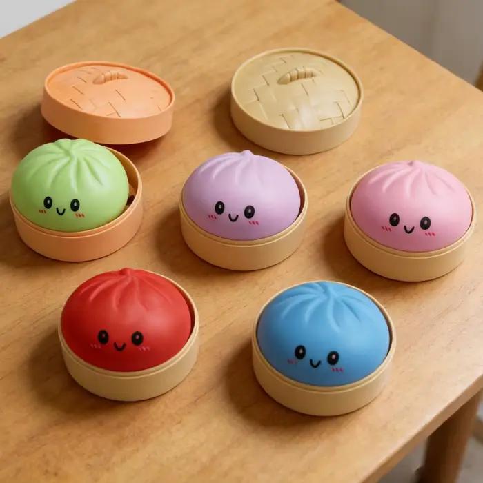 Jouet Squishy Baozi avec boîte de cuisson vapeur