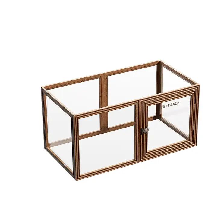 Clôture transparente pour chien en bois massif