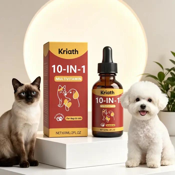 Complément multivitaminé pour animaux de compagnie Kriath, soutien immunitaire, amélioration de la digestion, correction de la malnutrition, vitalité quotidienne, gouttes de vitamines douces pour anim