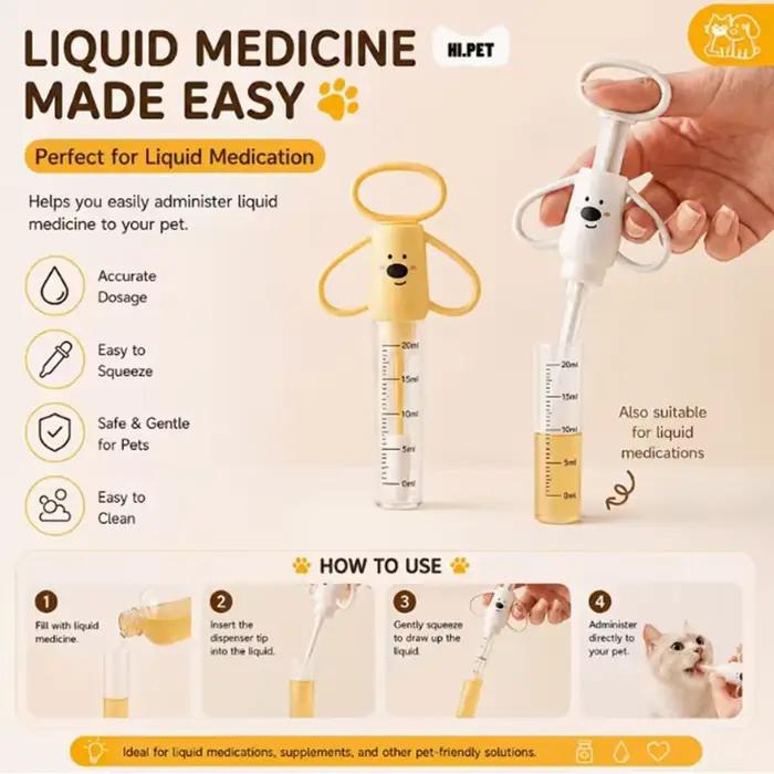 Distributeur de médicaments pour chats et chiens avec deux compartiments pour médicaments. Convient aux comprimés, capsules et médicaments liquides