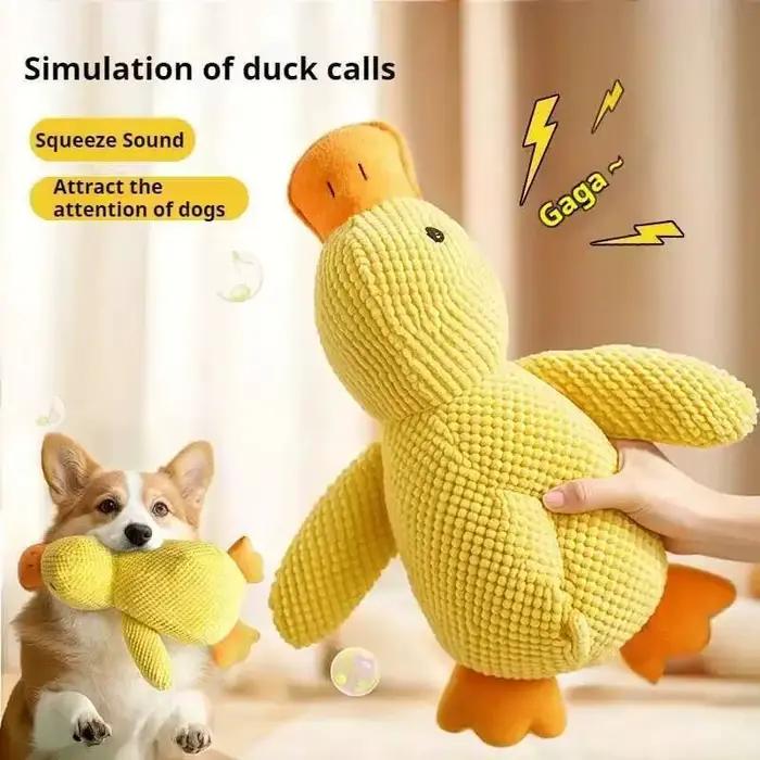 Jouet en peluche pour animaux de compagnie, canard apaisant, compagnon de canard endormi, jouet à mâcher, Durable, grinçant pour chiot, nettoyage des dents d'animaux, jouet à mâcher pour animaux de co