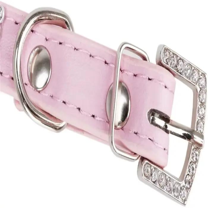 XS S M L XL Collier de chien confortable en fibre de daim et cristal avec strass à paillettes