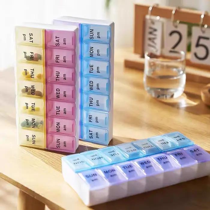 Boîte à médicaments à 14 compartiments, pour 7 jours de médicaments à prendre à l'heure du matin et de l'après-midi, avec préparation précise