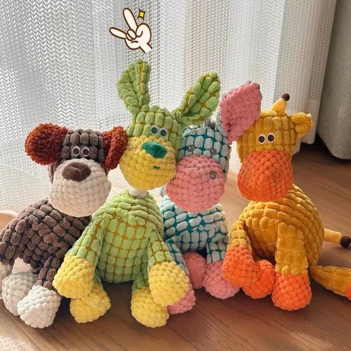 Jouet en peluche d'âne mignon pour chiens-jouet interactif à croquer grinçant avec son drôle