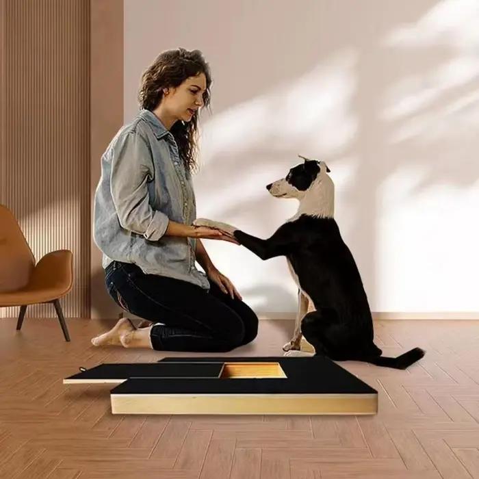 Planche à gratter pour chien en bois, extractible, anti-déchirure, résistante à l'usure, avec boîte à friandises et lime à ongles pour chien