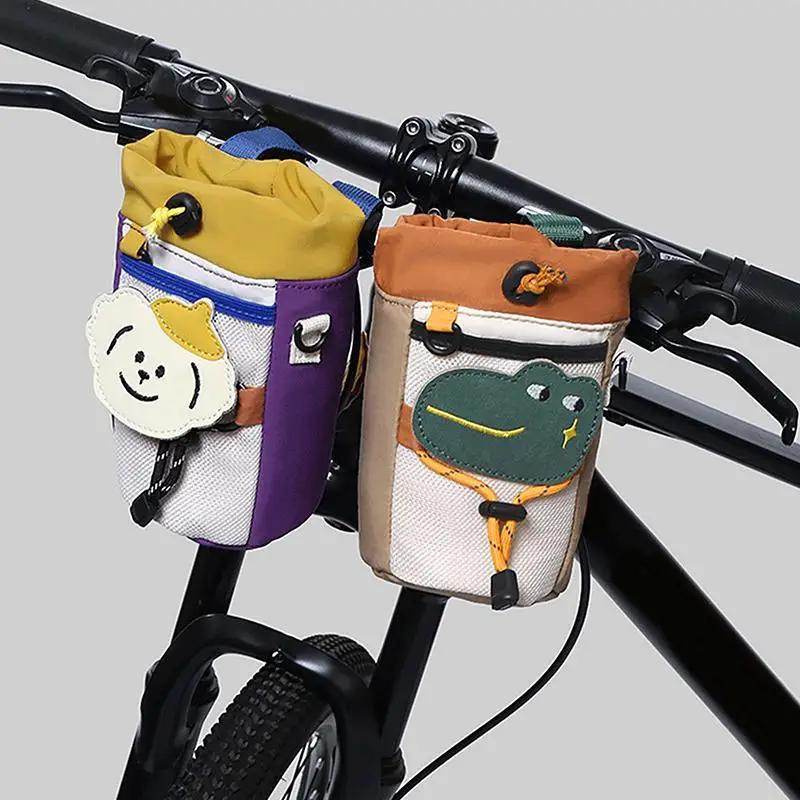(BF06) Panier de vélo mignon de style dessin animé, sac de rangement avant pour vélo, organiseur de gourde sportive, sac de cyclisme, accessoire de vélo