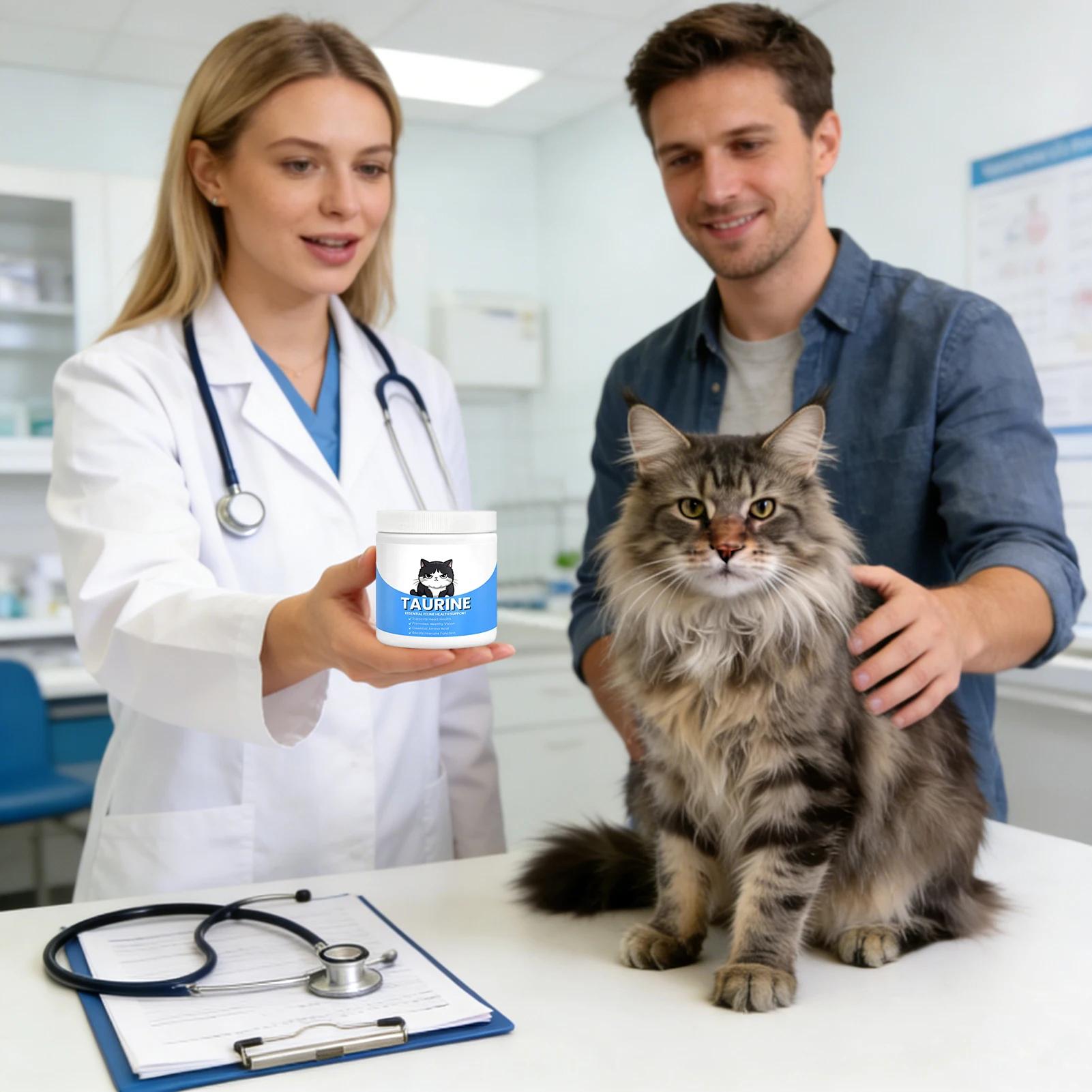 Poudre de taurine pour chats, 100g, soutien cardiaque, poudre biologique, soutien du système immunitaire, poudre pour chatons, pour la protection des yeux et la digestion