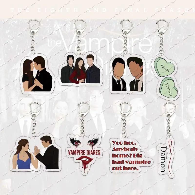 Porte-clés et breloques acryliques The Vampire Diaries : Gilbert, Stefan, Elena, Damon, Klaus, Caroline – Cadeau pour les fans