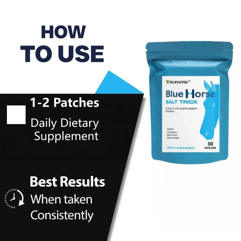 (1 paquet) Blue Horse Salt Trick - Notre meilleur complément pour la circulation sanguine chez les hommes / Semence et sperme, Patch de fertilité masculine