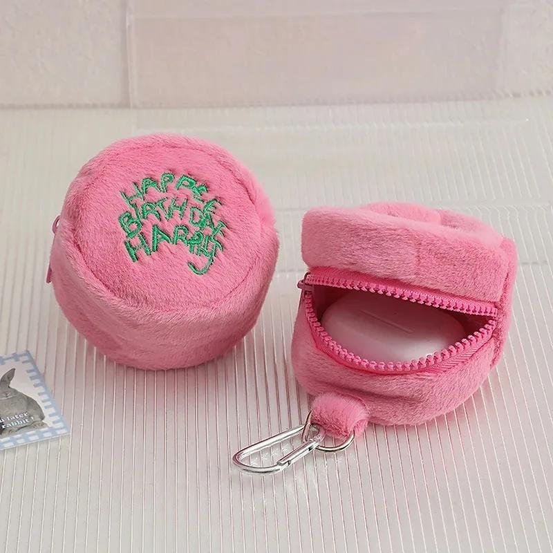 Mini porte-monnaie rose, sac de rangement pour cordon d'écouteurs, sac de rangement pour points Kawaii, mignon Harries en peluche, porte-monnaie Portable, pochette pour gâteaux