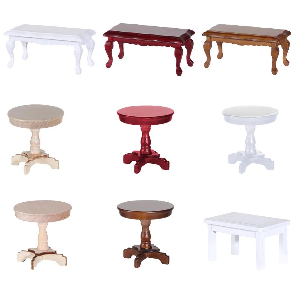 Table basse en bois pour enfants, jouet de salon, accessoires de maison de poupée, Mini meubles miniatures, 1/12