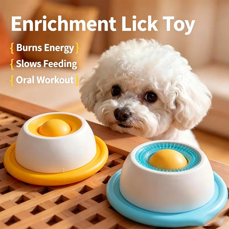 Gamelle à lécher interactive pour chien avec balle roulante, anti-dérapante, pour l'alimentation lente des liquides, des aliments humides, de l'eau et des friandises