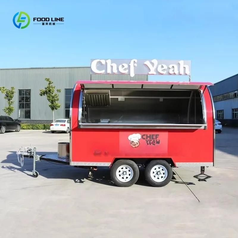 Remorque alimentaire ronde personnalisée de 10 pieds pour la vente de plats chauds – Camion de restauration mobile spécialisé pour les grills de rue et les services de traiteur