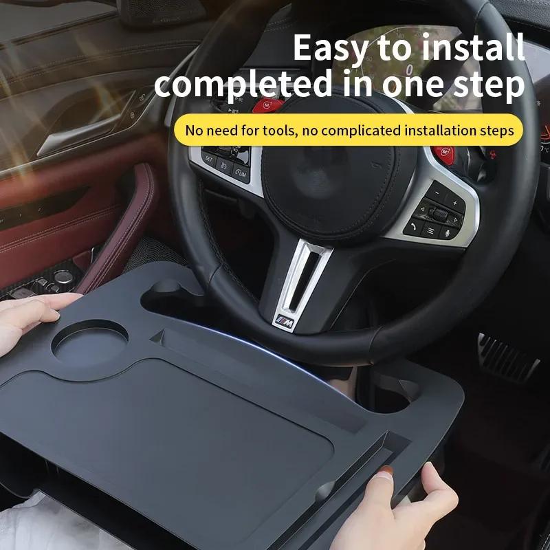 Plateau de volant de voiture durable pour repas, café, travail, boissons et aliments – Table robuste et pratique