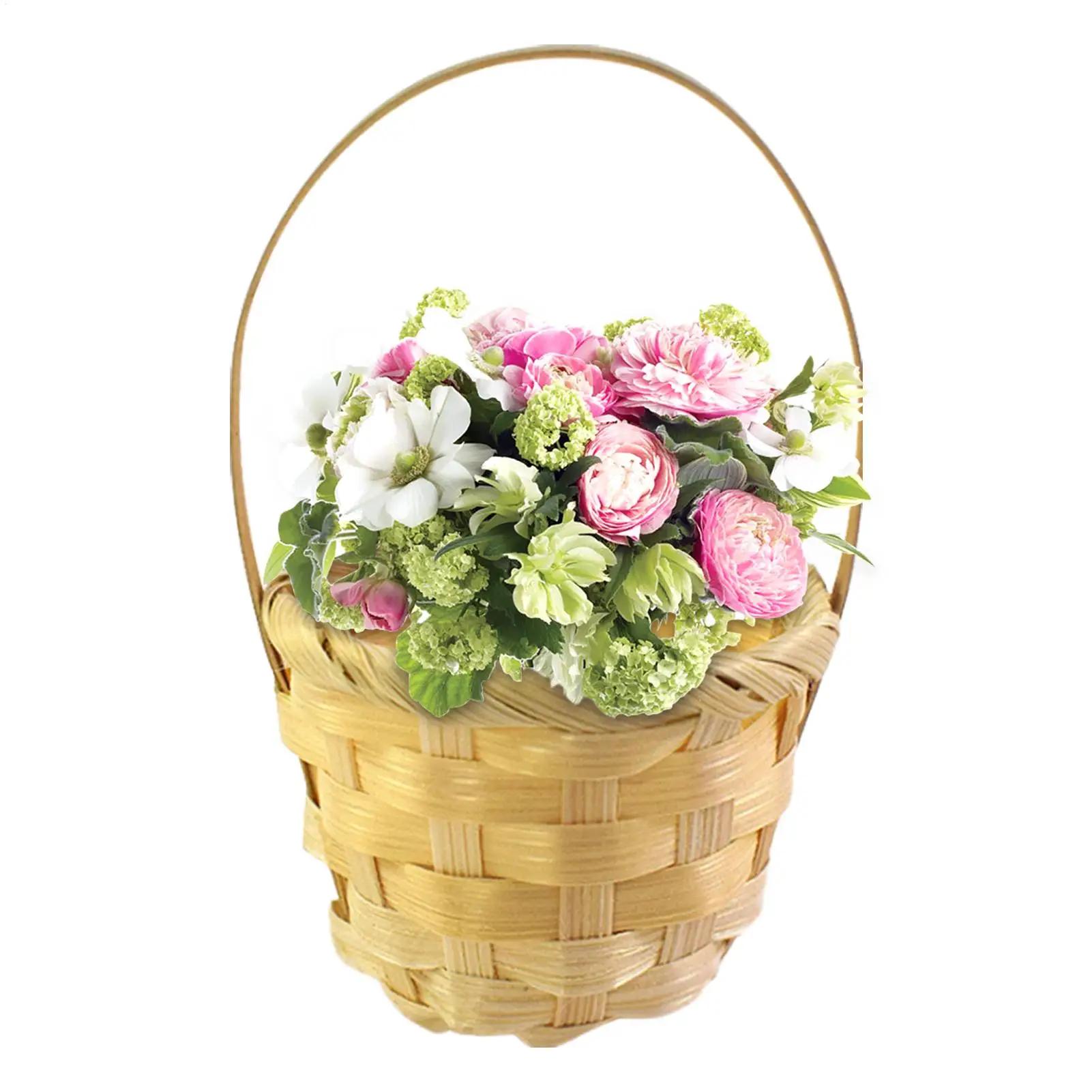 Mini paniers à fleurs portatifs, paniers de salle à manger miniatures pour maison de poupée, accessoires de décoration tissés à la main DIY, cadeau pour enfant