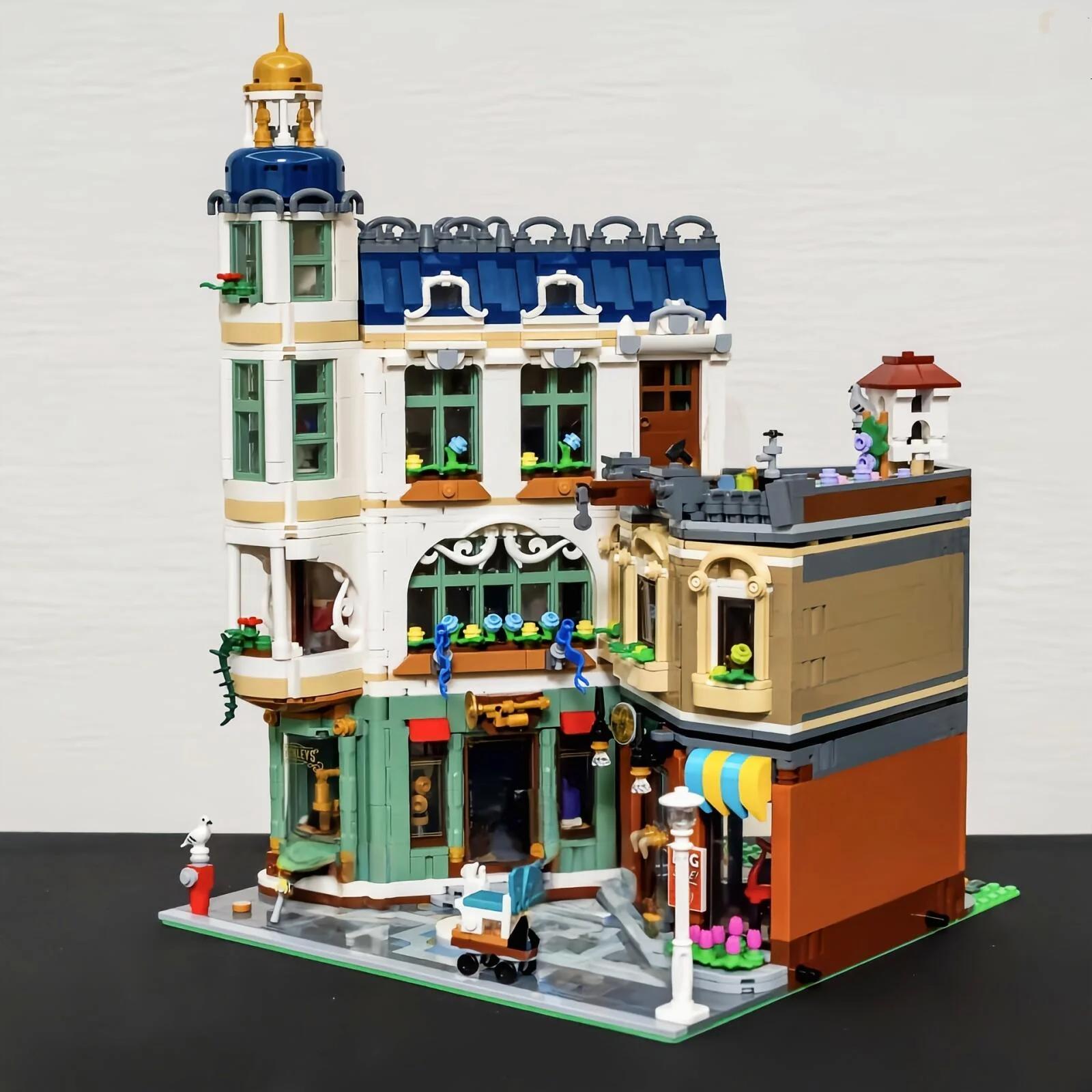 Hot Toys 3456 pièces Série Populaire Vues de Rue Magasin de Musique Rue Commerciale Modèle de Blocs de Construction Puzzle Jouet Cadeau d'Anniversaire Ornement
