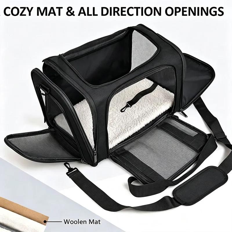Sac à dos de transport pour animaux de compagnie approuvé par les compagnies aériennes, sac de voyage souple pour petits chiens et chats, léger et portable pour le transport de chats