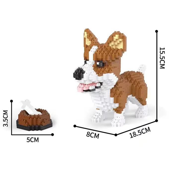 Modèle de chien Husky sibérien pour les amoureux des animaux de compagnie, micro-blocs de constructi
