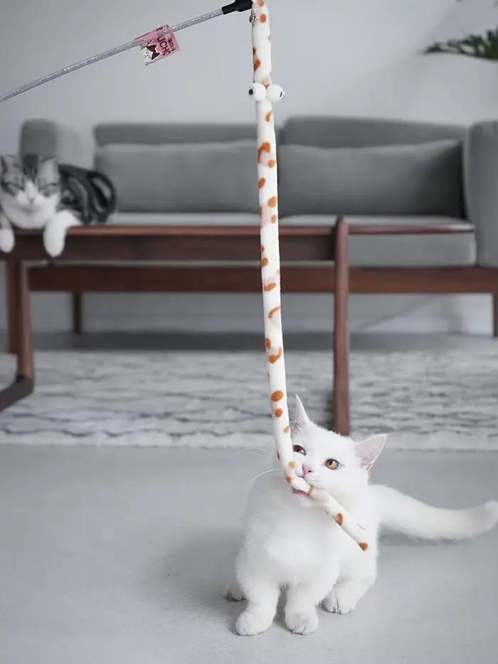Jouet pour chat plume chat Teaser baguette chat jouet interactif drôle chenille coloré tige Teaser b