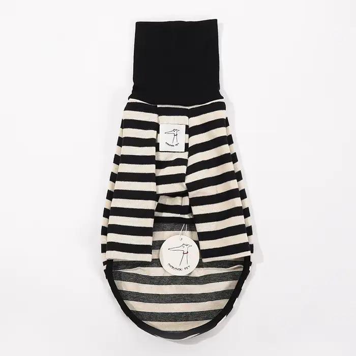 Vêtements pour animaux de compagnie à rayures noires et blanches, nouveaux vêtements de printemps et