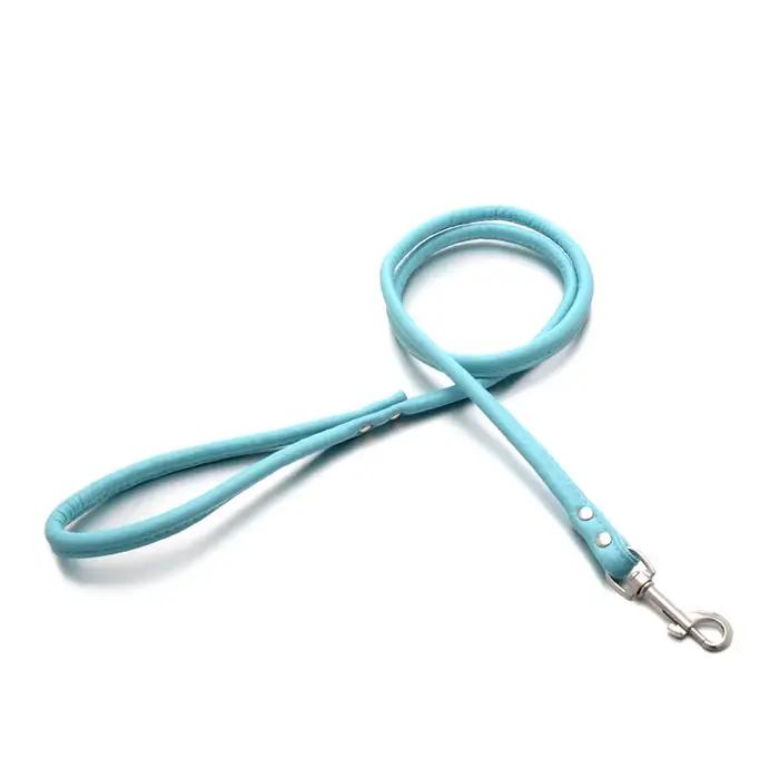 Laisse pour chien en cuir PU, plomb d'entraînement rond sans enchevêtrement avec crochet sécurisé, l