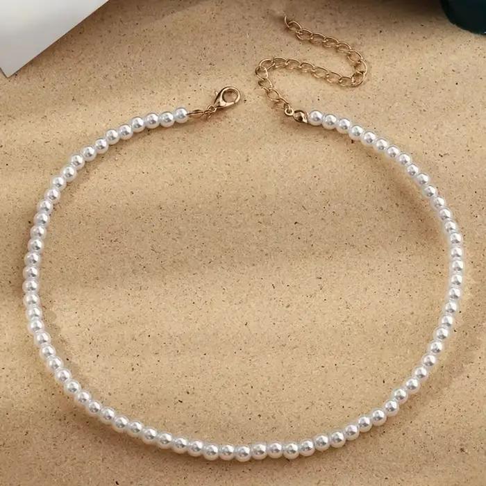 Collier de Perles Blanches pour Chien et Chat, Ras du Cou, Accessoire Très Mignon et Élégant, Tendan