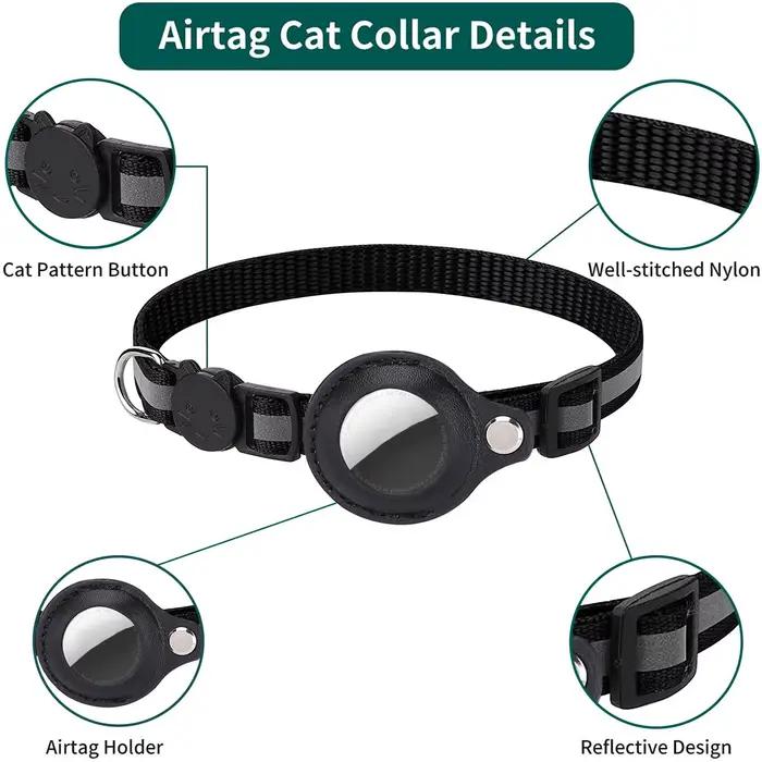 Collier de support AirTag pour chat, bandes réfléchissantes détachables, collier de chaton réglable,
