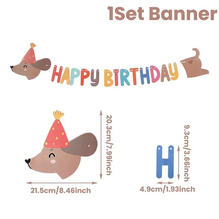 1 pièce Décoration de fête d'anniversaire chien saucisse, guirlande en papier colorée 'Joyeux Annive