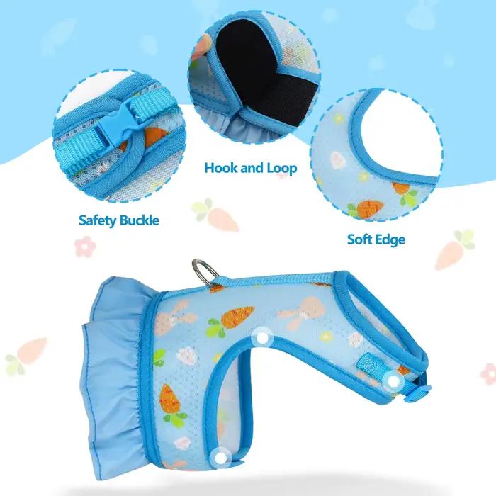 Harnais de lapin avec laisse, jolie boucle réglable, gilet en maille respirante, jupe pour lapin, co