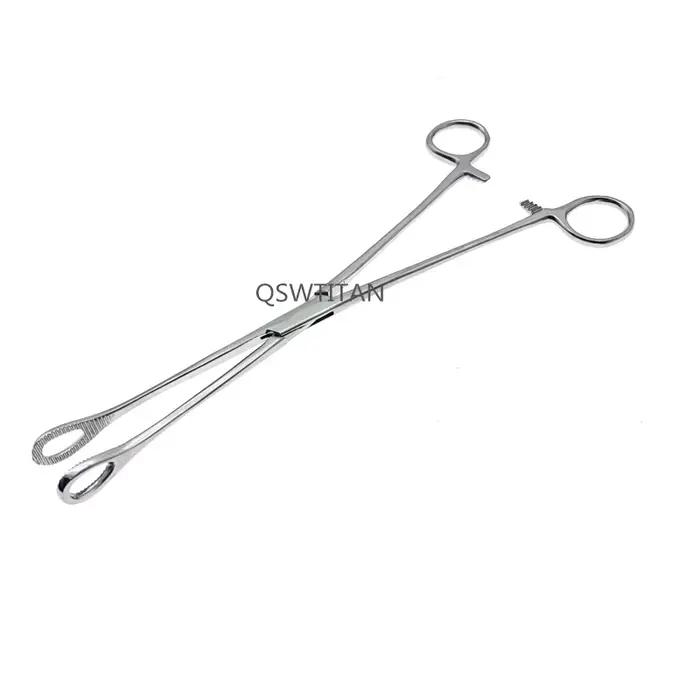 Pince éponge mâchoires dentelées droites/incurvées, Instruments chirurgicaux vétérinaires en acier i