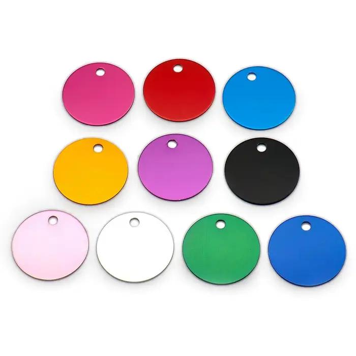 Étiquette d'identification ronde en aluminium pour chien, 100 pièces, nom personnalisé pour chiens e
