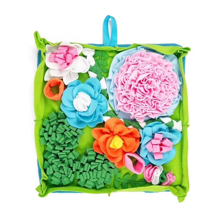 Tapis de dressage pour chien, thème jardin, motif floral, jouet interactif pour la recherche de nour