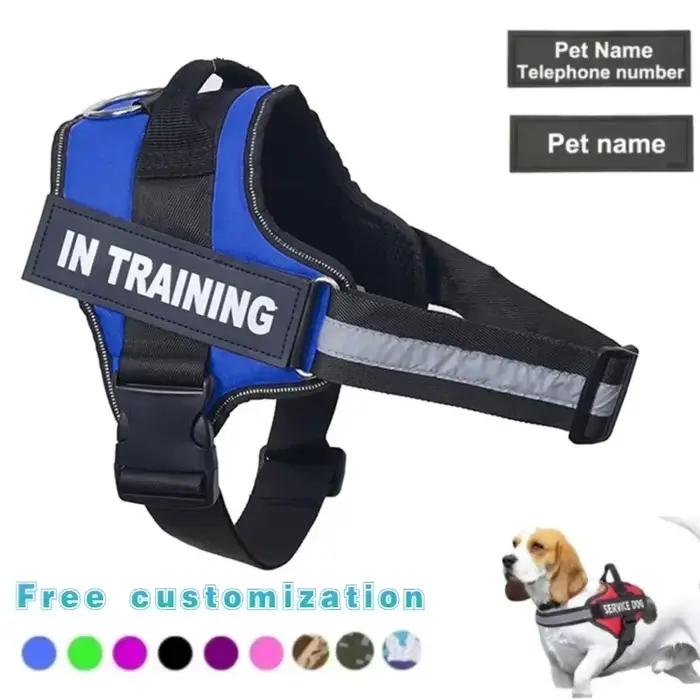 Harnais pour chien, patch personnalisé réfléchissant, respirant, sans traction, gilet d'entraînement